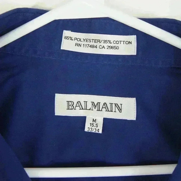 Vintage Balmain Blue Button Up Long Sleeve Blouse Dress Shirt - Picture 4 of 4